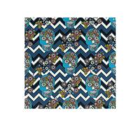 Benjamin Tate Design Embroidery Colorful Simplified Ethnic Skull Blue Pattern Splash Back in Natural Benjamin Tate Design Natural