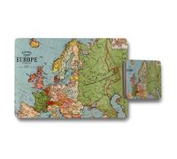 Benjamin Tate Design Europe Map Placemat And Coaster Set Vintage Table Decor