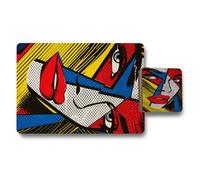 Benjamin Tate Design Exclusive Pop Art Designer Placemat And Coaster Set With Wood Base High End Print Technology