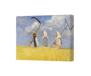 Benjamin Tate Design Farmers In Wheat Field Canvas Wall Art Classic Harvest Scene