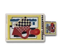 Benjamin Tate Design Fernand Leger Placemat And Coaster Set 12 Designer Artwork Wood Bottom Exclusive Edition