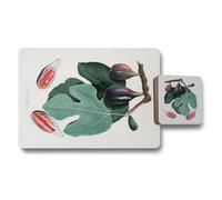 Benjamin Tate Design Fig Leaf Botanical Placemat Coaster Set Twelve Wood Bottom Limited Edition Collection