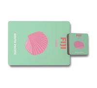 Benjamin Tate Design Fiji Luxe South Pacific Placemat Coaster Set Premium Print Technology Wood Base Limited Edition