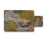 Benjamin Tate Design Fine Art Placemats And Coasters Set Nude Muse Portrait Wood Bottom Limited Edition