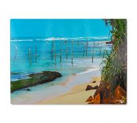 Benjamin Tate Design Fishermen On The Ocean Coast Of Sri Lanka Designer Glass Chopping Board