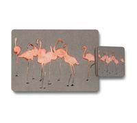 Benjamin Tate Design Flamingo Placemats And Coasters Set Pink Bird Design