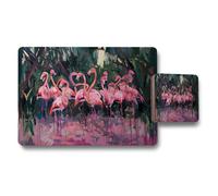 Benjamin Tate Design Flamingo Themed Placemat And Coaster Set For Dining Table
