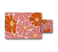 Benjamin Tate Design Floral Bloom Collection Placemat And Coaster Set With Wood Bottom Designer Artwork 12 Piece Limited Edition