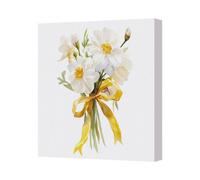 Benjamin Tate Design Floral Bouquet Canvas Print White Flowers With Yellow Ribbon