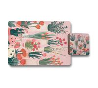 Benjamin Tate Design Floral Collection Placemats And Coasters Set With Wood Bottom High End Print Limited Edition