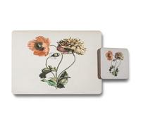 Benjamin Tate Design Floral Placemats And Coasters Set With Wood Backing Designer Artwork High End Print Limited Edition