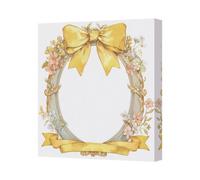 Benjamin Tate Design Floral Wreath Canvas Art Print With Yellow Bow Ribbon Frame