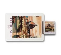 Benjamin Tate Design Florence Italy Travel Art Placemat And Coaster Set With Wood Bottom Premium Print Technology Limited Edition
