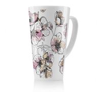 Benjamin Tate Design Flower Illustration Latte Mug, Stunning Designer Mug Fit For Any Home, Treat Yourself Or A Loved One