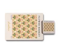 Benjamin Tate Design Flower Market Collection Placemat And Coaster Set With Wooden Bottom Lisbon Design Art Print Limited Edition No 09