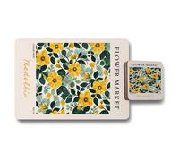 Benjamin Tate Design Flower Market Collection Placemat Coaster Set Medellin Art On Wood Base Limited Edition