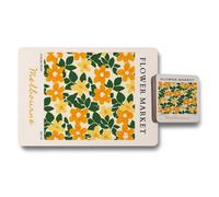 Benjamin Tate Design Flower Market Melbourne Collection Placemat Coaster Set With Designer Artwork And Wood Bottom