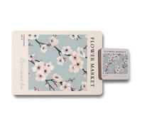 Benjamin Tate Design Flower Market Placemat And Coaster Set From Flower Market Collection No 46 With Wood Bottom