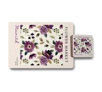 Benjamin Tate Design Flower Market Placemat Coaster Set Munich Collection Floral Artwork Wood Base Limited Edition