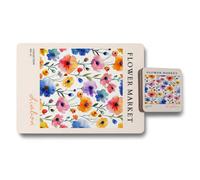 Benjamin Tate Design Flower Market Placemats And Coaster Set Lisbon Collection With Wood Base And Durable Print