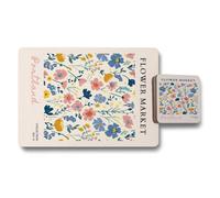 Benjamin Tate Design Flower Market Portland Placemat And Coaster Set With Wood Bottom Exclusive Print Collection