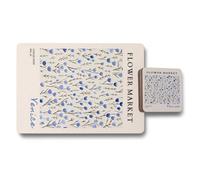 Benjamin Tate Design Flower Market Venice Collection Designer Artwork Limited Placemat Coaster Set With Wood Bottom