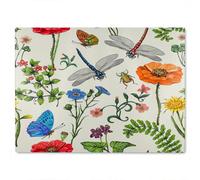 Benjamin Tate Design Flowers & Insects Glass Chopping Boarddesigner Style