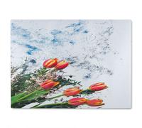 Benjamin Tate Design Flowers On Marble Glass Chopping Board in Natural Benjamin Tate Design Natural