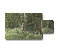 Benjamin Tate Design Forest Meadow Placemat And Coaster Set With White Wildflowers