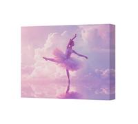 Benjamin Tate Design Framed Canvas Art Print Ballerina Dancing On Pink Clouds Wall