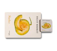 Benjamin Tate Design Fruit Market Melon Placemat And Coaster Set Designer Artwork Wood Base Collection No 17