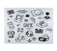 Benjamin Tate Design Game Doodles Glass Chopping Board in Natural Benjamin Tate Design Natural