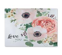 Benjamin Tate Design Garden Flower Pink Peach Rose White Anemone Glass Chopping Board in Natural Benjamin Tate Design Natural