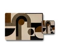 Benjamin Tate Design Geometric Abstract Placemat And Coaster Set In Earth Tones