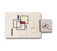 Benjamin Tate Design Geometric Art Placemat And Coaster Set 12 Pieces 11X8 Placemats 3.7X3.7 Coasters