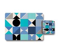 Benjamin Tate Design Geometric Placemat And Coaster Set 12 Pieces 11X8 Placemats 3.7X3.7 Coasters