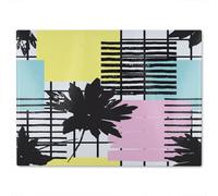 Benjamin Tate Design Geometric Shape & Leaf Print Glass Chopping Board