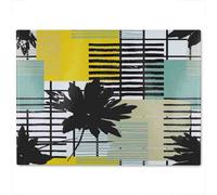Benjamin Tate Design Geometric Shape & Leaf Print In Yellow & Green Glass Chopping Boarddesigner Style