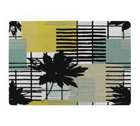Benjamin Tate Design Geometric Shape & Leaf Print in Yellow & Green (Rug) - 60x110cm