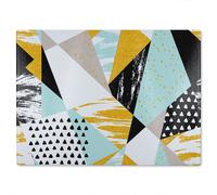 Benjamin Tate Design Geometric Shapes & Brush Strokes Glass Chopping Board in Natural Benjamin Tate Design Natural