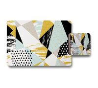 Benjamin Tate Design geometric shapes brush strokes placemat coaster set in Natural Benjamin Tate Design Natural