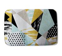 Benjamin Tate Design Geometric Shapes & Brush Strokes Soft Bathmat in Yellow Benjamin Tate Design Yellow