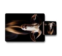 Benjamin Tate Design Goat Artwork Placemat And Coaster Set 12 Piece 11X8 Placemats 3.7X3.7 Coasters