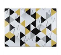 Benjamin Tate Design Gold & Black Geometric Triangles Glass Chopping Board in Natural Benjamin Tate Design Natural