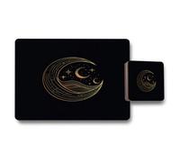 Benjamin Tate Design Gold Foil Moon Motif Placemats And Coasters Set Black Luxury Collection Limited Edition