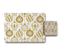 Benjamin Tate Design Gold Ornament Placemats And Coasters Set From The Holiday Collection Wood Backed Limited Edition