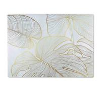 Benjamin Tate Design Golden Botanical Line Art Glass Chopping Board in Natural Benjamin Tate Design Natural