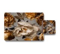 Benjamin Tate Design golden white flower placemat coaster set in Natural Benjamin Tate Design Natural