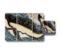 Benjamin Tate Design Great Wave Japanese Style Placemats And Coasters Set Multi Panel