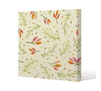 Benjamin Tate Design Green Branches on Light Background Slim Style Canvas Print 50x50cm in Natural | Size: 50x50 cm Benjamin Tate Design Natural 50x50 cm